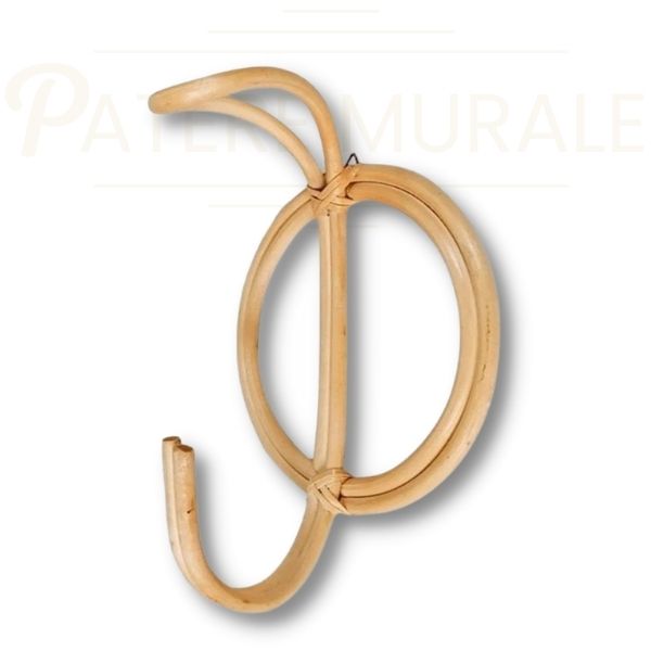Patère Murale En Rotin Naturel Avec Crochets - 39,5 X 23 X 8 Cm - Style Bohème Pour Chambre Ou Salle De Bain