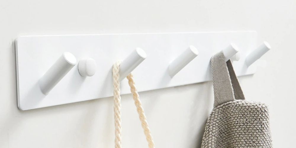 Support à crochets suspendu 8 crochets, porte-manteau blanc robuste, fixation sans perçage